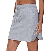 THE GYM PEOPLE Women's Sweat Skirts Drawstring Cotton Casual Work Lounge Jersey Skirt with Square Pockets