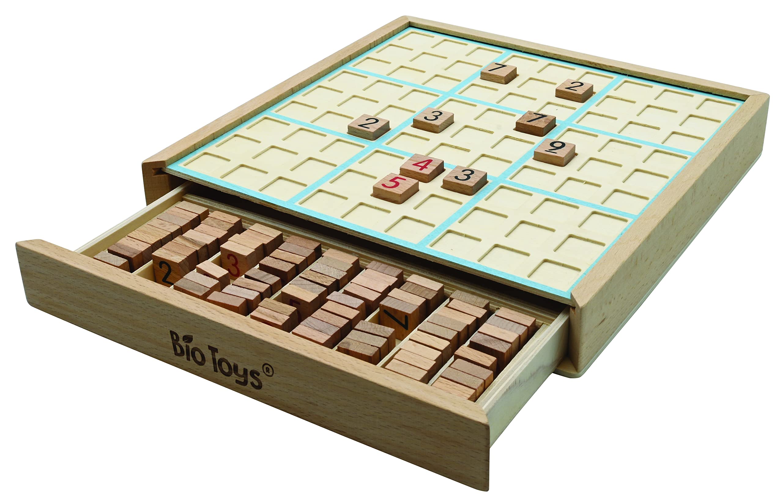 Lexibook, Bio Toys, Wooden sudoku game, eco-friendly, Sudoku booklet included, storage drawer, JGW150