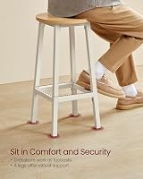 VASAGLE Bar Stool Set of 2 Kitchen Chair High Seat with Footrest Beige White view 4