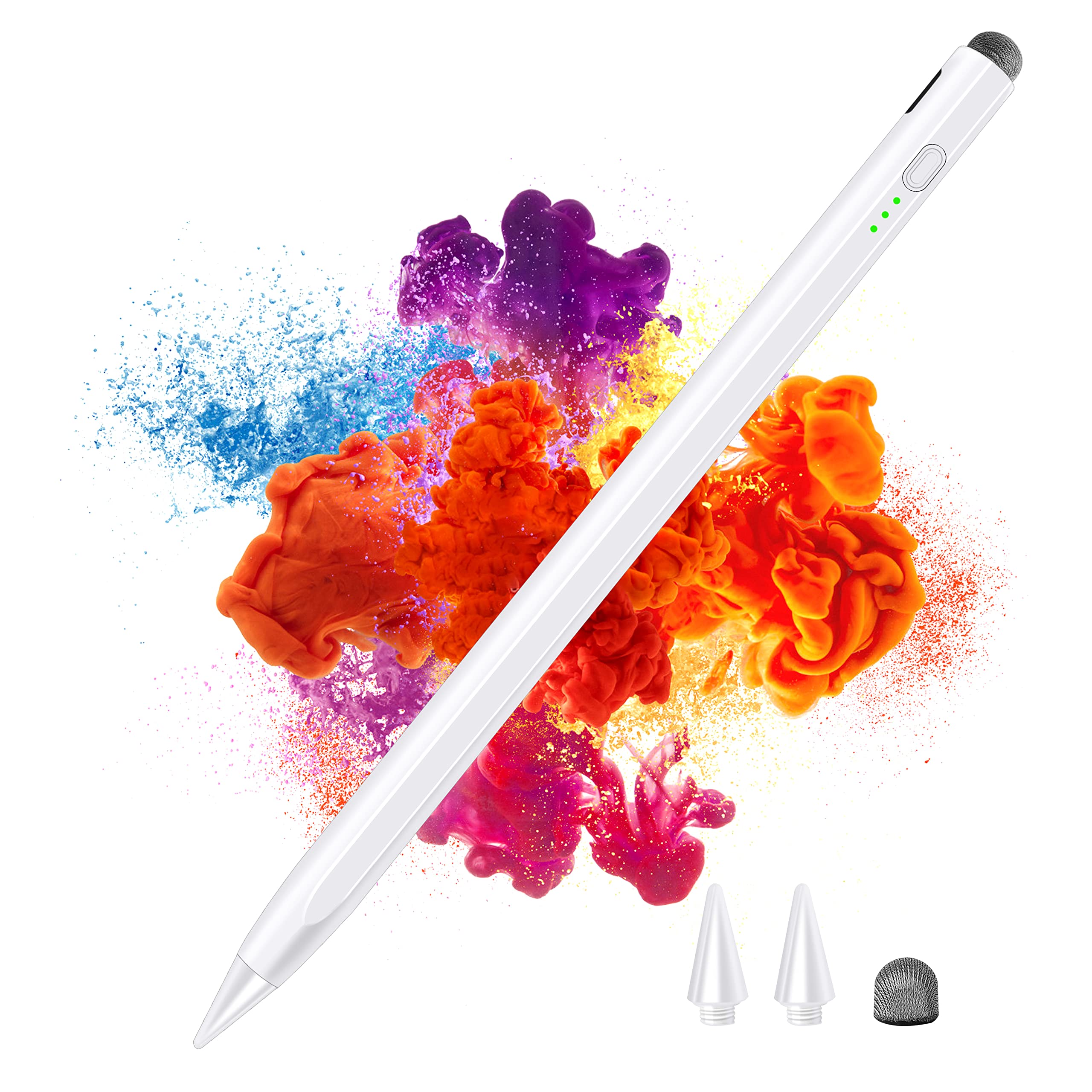 Stylus Pencil For Ipad, Rechargeable Touch Screen Pen Active Palm Rejection Pen with Tilt Pressure Magnetic Attached, Compatible with IPad 9/8/7/6th Pro '(5/4/3rd),Mini 6/5th / Air 5/4/3rd