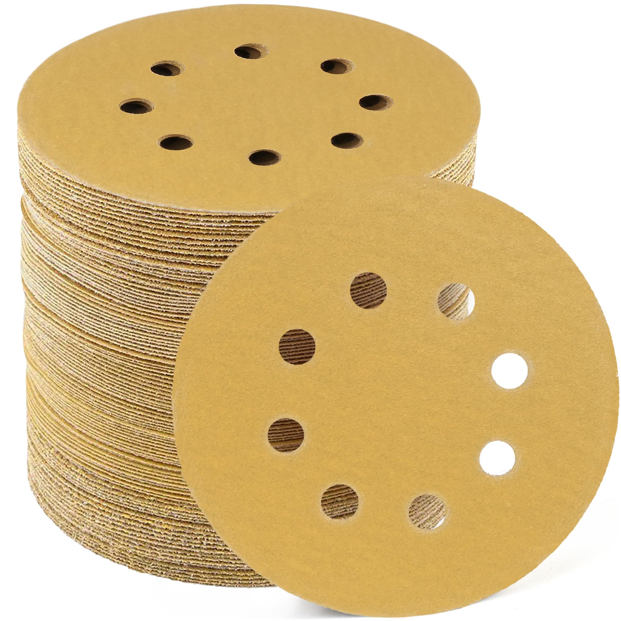 LotFancy Sanding Discs 5in 8 Hole 180 Grit, Pack of 100, Random Orbital Sander Sandpaper, Hook and Loop Round Sand Paper
