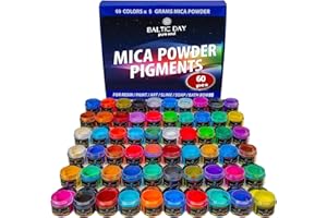BALTIC DAY - Mica Powder, 60 Jars of Mica Powder for Epoxy Resin Set - Epoxy Resin Color Pigment Powder - Pigments for Soap Making, Candle, Slime - Mica Powder for Car Freshies
