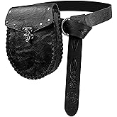 Renaissance Belt Pouch Waist Bag Pouch Skirt Hike Medieval Bag Ren Faire Costume Accessories for Cosplay Halloween (Black-B)