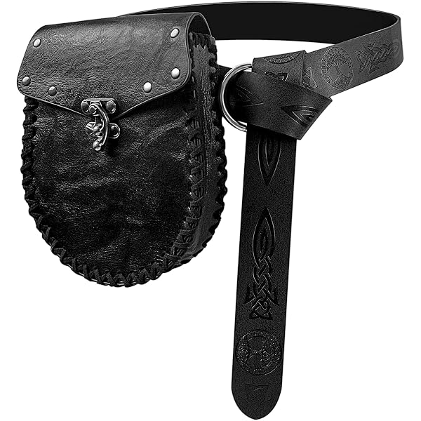 Riñonera retro, medieval, renacentista, vikingo, caballero pirata, cosplay, de piel, vintage, con bolsillo, para adultos, accesorios de disfraces, color marrón