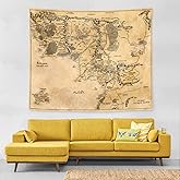 IMZEUSYEP Middle Retro Earth Map Tapestry Vintage Wall Hanging Wall Decor Decorative Wall Tapestries Durable Wall Art Decorat
