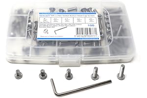 iexcell 100 Pcs M5 x 8/10/12/16/20 Stainless Steel 304 Hex Socket Button Head Cap Screws Bolts Assortment Kit