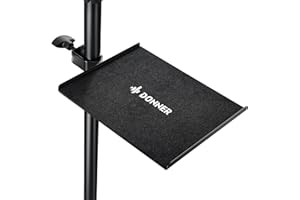 Donner Percussion Table for Drum Sets, Drum Accessory Holder Tray with Clamp On Shelf, Stable Flexible Microphone Stand with EVA Pad, Shock Absorbing, Large Surface