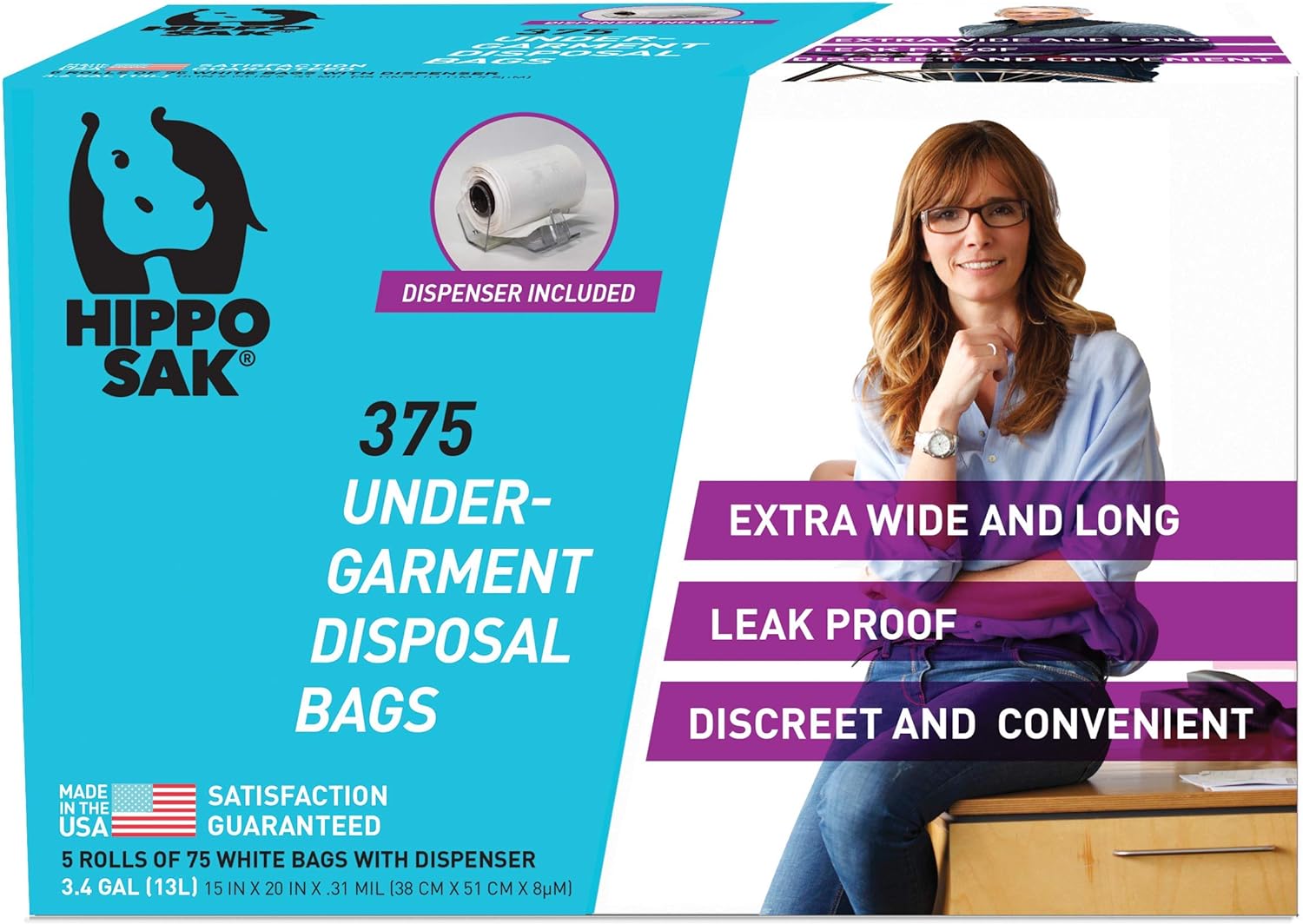 Hippo Sak Incontinence Undergarment Disposal Bags (375 Count): Health & Personal Care