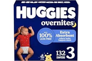 Huggies Size 3 Overnites Baby Diapers: Overnight Diapers, Size 3 (16-28 lbs), 132 Ct (2 Packs of 66), Packaging May Vary