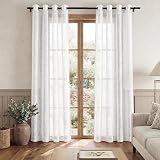 PONY DANCE White Voile Curtains 52x90 Set of 2 Eyelet Top 8 Grommets