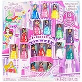 Townley Girl Disney Princess 18 Piece Water-Based Nail Polish Set, Quick Dry and Peels-Off, Nail Paint Set for Girls Ages 3