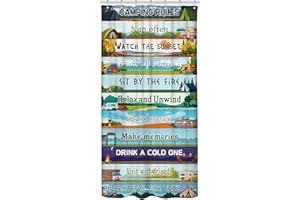 MESHELLY Funny Camping Rules Stall Small RV Shower Curtain 36Wx72H Rustic Camper Boys Kids Bathroom Curtain Country Traveler Half Narrow Bath Curtain Cloth Fabric Bathroom Decor with 7 Hooks