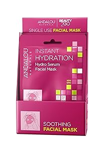 Andalou Naturals Instant Hydration Hydro Serum Facial Mask, Single Face Mask, 0.6 Ounce (Pack of 6)