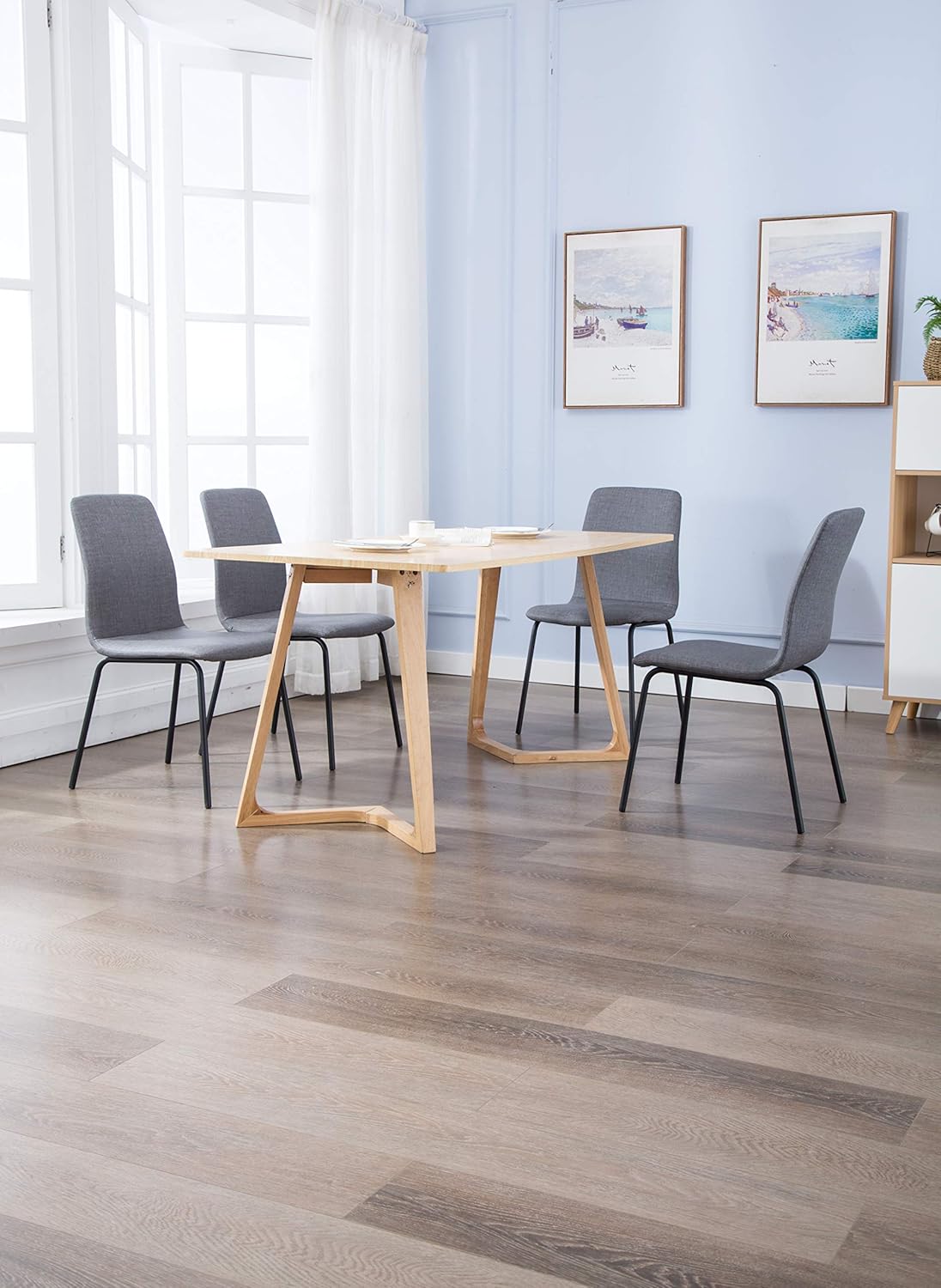 Kitchen Dining Chairs Set of 4 Waterproof Fabric Side Chairs Sturdy Metal Legs Home Kitchen Living Room Table (Brown) - Table & Chair Sets