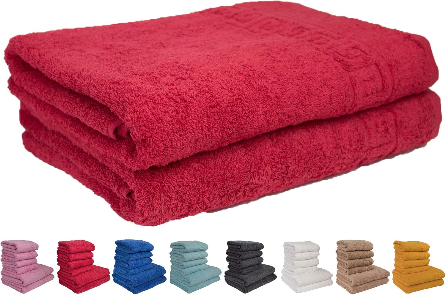 RED 2 HAND TOWELS SET 50X90 100 NATURAL COTTON 500 GSM THICK ABSORBENT