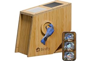 Birdfy Smart Bird House with Camera Lifetime AI Identify Auto-Record Nesting Stages & Alerts, Remote Control Night Vision Battery & Solar Outdoor-Ready, Gift for Nesting Watching Enthusiasts