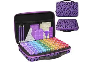 CAIOVSE Diamond Painting Storage Containers,60 Slots Diamond Painting Accessories Kits Diamond Art Accessories and Tools for Craft Jewelry Rhinestones Bead Organizer (Leopard Print)