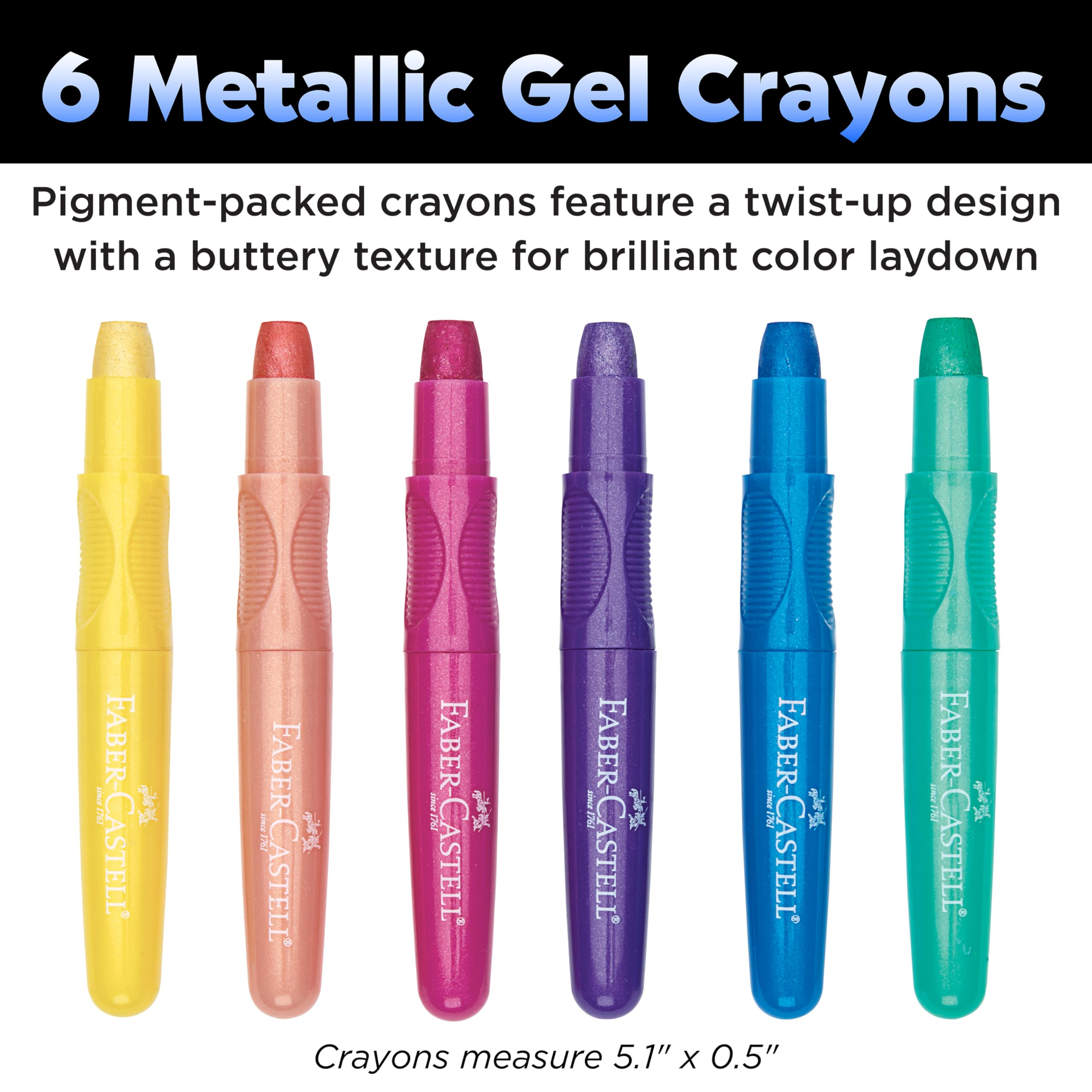 Metallic Gel Crayons 6 count (Ages 3+)