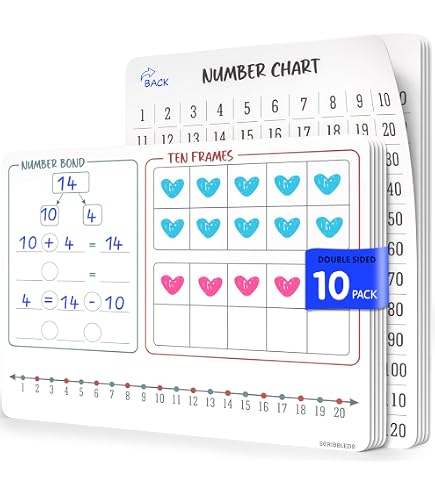 Number Bond Dry Erase Boards – Set Mit 10 Whiteboards, 22,9x30,5 Cm, Abwischbar, Für Mathe & Unterricht