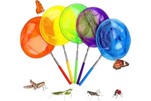TSYAN Kids Telescopic Butterfly Fishing Nets for Kids Catching Insect Net Outdoor Tools for Catching Bugs Fish Insect Ladybird, Extendable 34 Inches and Anti Slip Grip