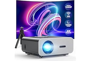 VACASSO Native 1080P Projector 4K Support, 5G WiFi Bluetooth Portable Projector with Tripod, 11000L Movie Projector, 300" Display Home Projector Compatible with HDMI/TV Stick/iOS/Android/PS5