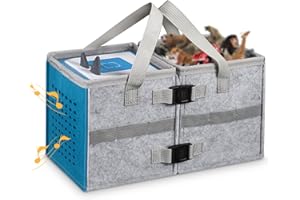 KENOBEE Carrying Case for Toniebox Starter Set, Upgraded Detachable Portable Felt Storage Travel Bag with Handle Compatible with Toniebox Audio Player Starter Set & Figurines Accessories, Blue/Gray