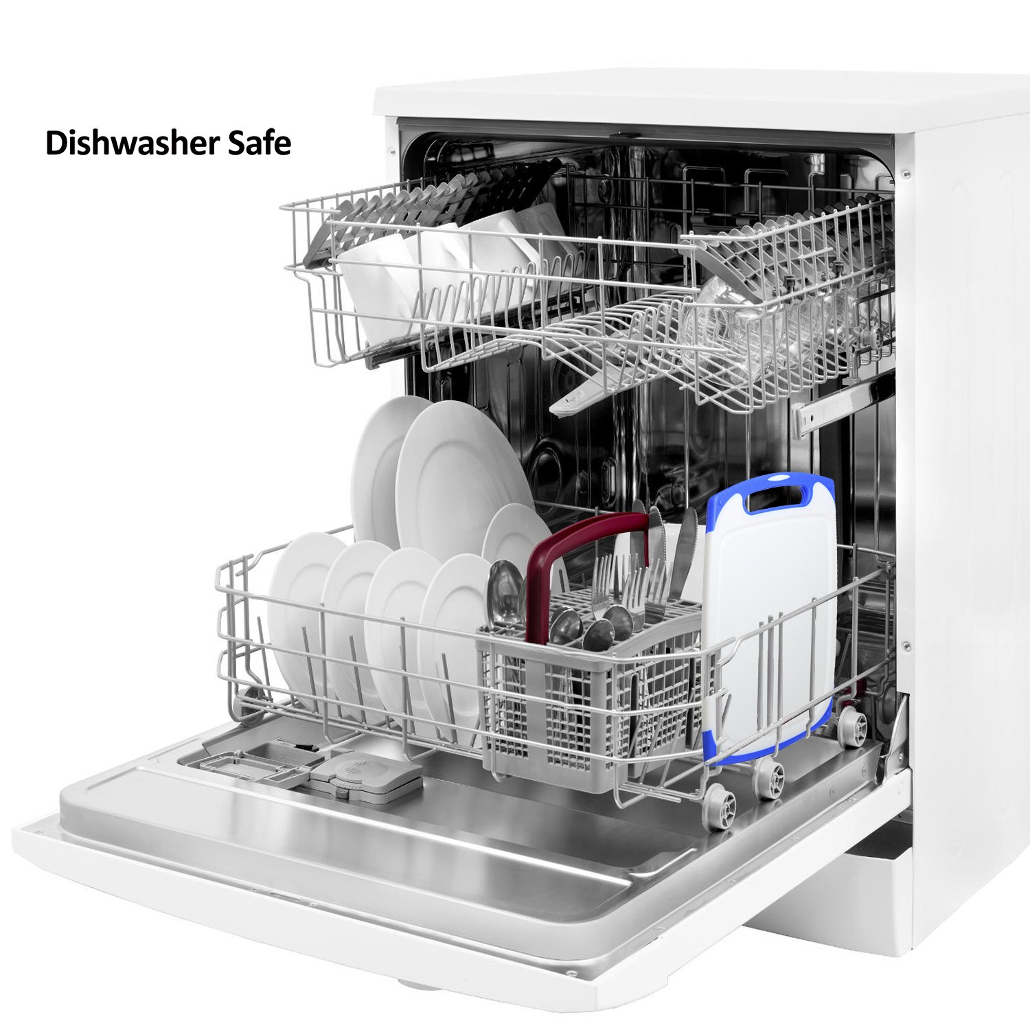 Plastic Cutting Boards Set of 3, Dishwasher Safe Reversible Cutting