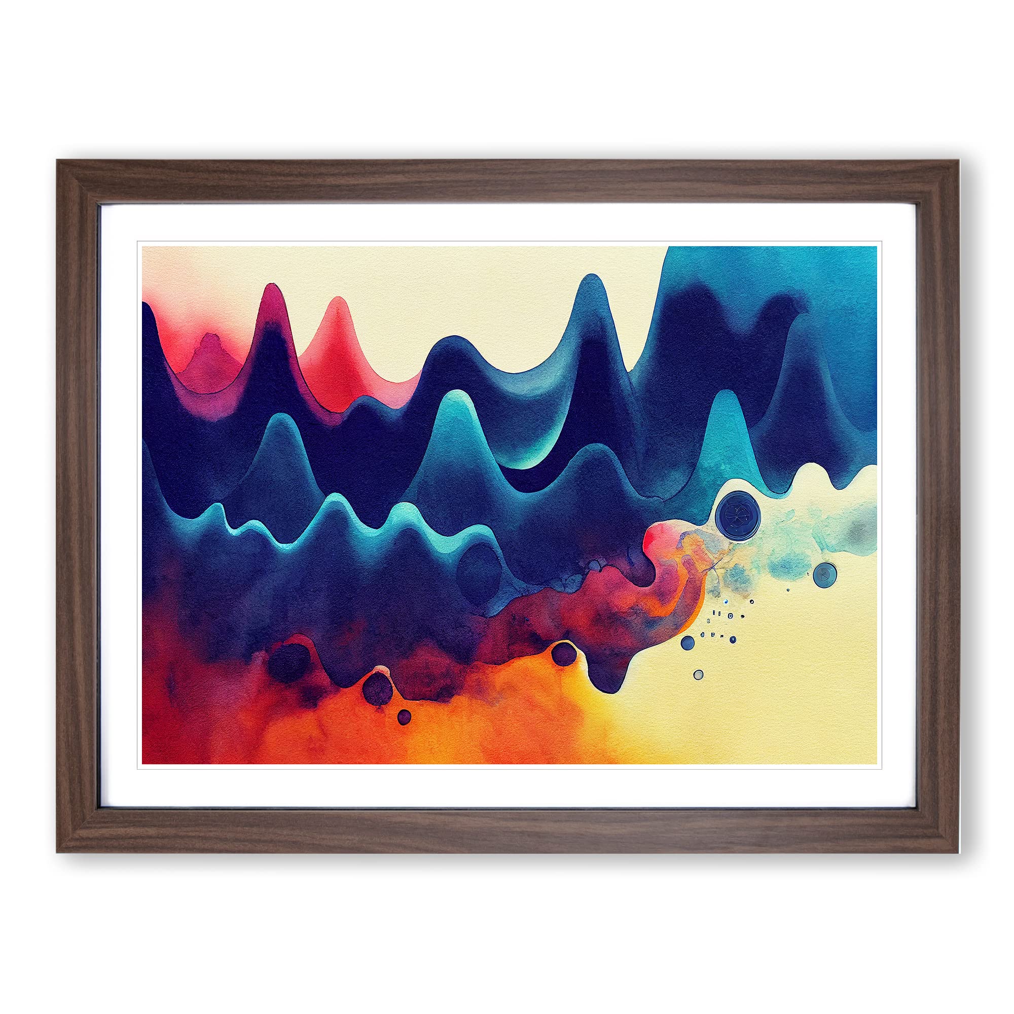 Watercolour Audio Soundwaves Vol.2 Abstract Framed Print | A4 Walnut Framed Wall Art | Ready to Hang | Abstract Historical Picture | Living Room Bedroom Lounge Office
