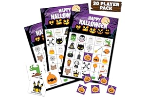 JOYOUSA Halloween Games For Kids Party - Halloween Bingo Game For Kids With Up To 30 Players - Halloween Party Games - Halloween Crafts - Fun Spooky Activity For Families, Classroom Parties, Community Events