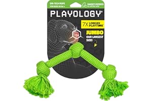 Playology Dri Tech Rope Dog Chew Toy for Large to X-Large Dogs 50lbs & up | Engaging, All-Natural Sweet Potato Scented Green Toy for Tough Chewers | Easy to Clean | Interactive and Non-Toxic
