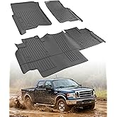 Car Floor Mats for Ford F150 SuperCrew Cab 2004 2005 2006 2007 2008 & for Lincoln Mark LT Crew Cab 2006–2008, Custom Fit for F150 Accessories Pickup All-Weather Full Coverage Floor Liners, 3PCS Set