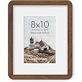 Dreamland 8x10 Picture Frame with Mat for 5x7, USA-Sourced Natural Oak Wood Photo Frames with Resistant Plexiglass, 8 x 10 Handcrafted Round Corner Gallery Wall Frames for Art Photo and Prints, Walnut