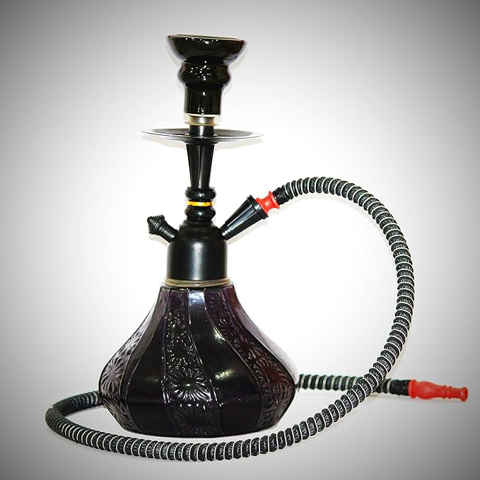 Buy Antique Collection Glass Hookah Set (Black_6 Inch X 6 Inch X 12