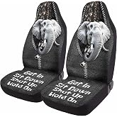 GENANY Elephant Car Seat Covers, 2-Piece Front Seat Set | 2-piece polyester front seat cover set, each 35 x 21 x 21 inches, with adjustable straps and hooks