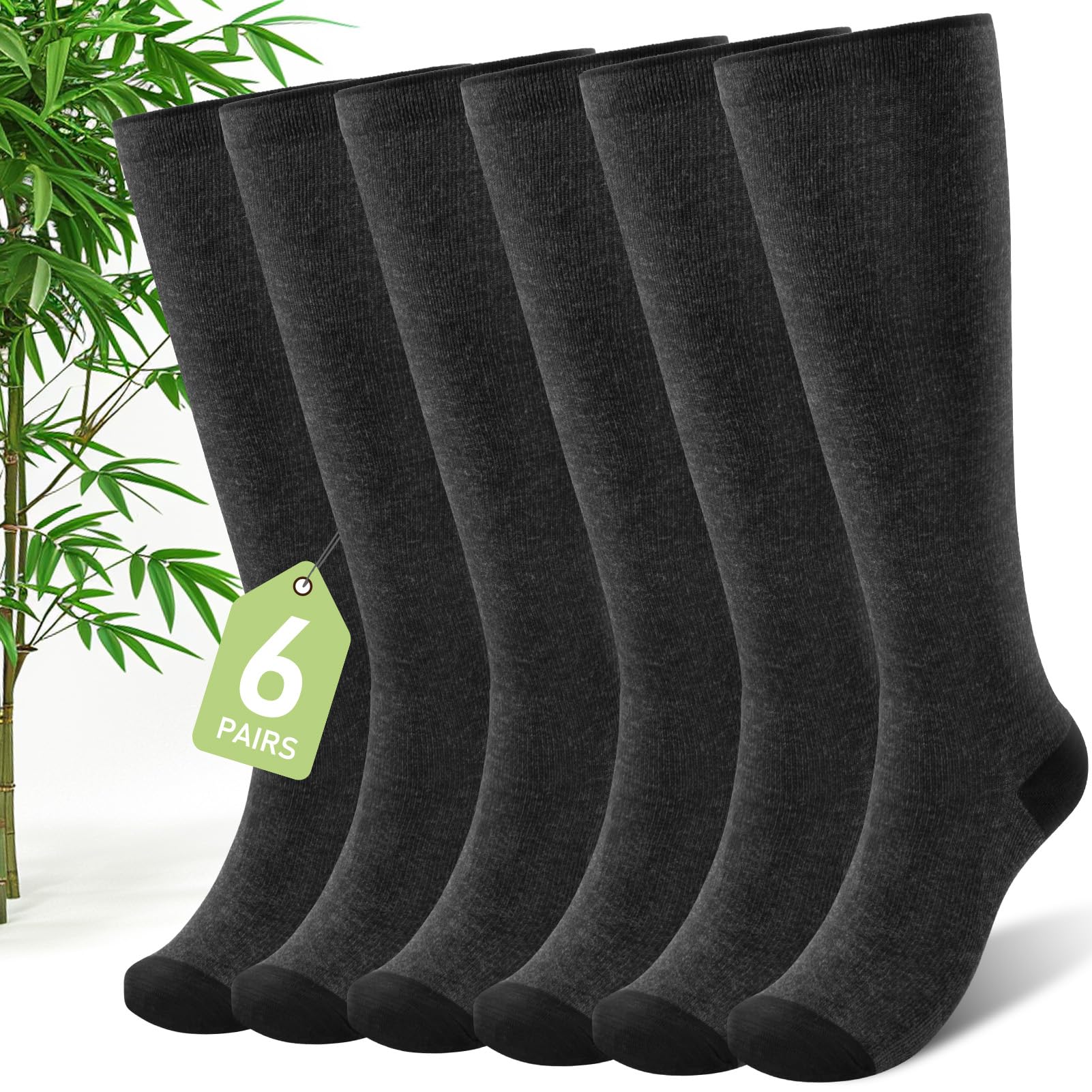 Photo 1 of **MISSING ONE PAIR**SONORAN Bamboo Viscose Compression Socks for Women (6 Pairs) 20-30 mmHg Knee High Support for Nurses, Travel, Pregnant LARGE/XL