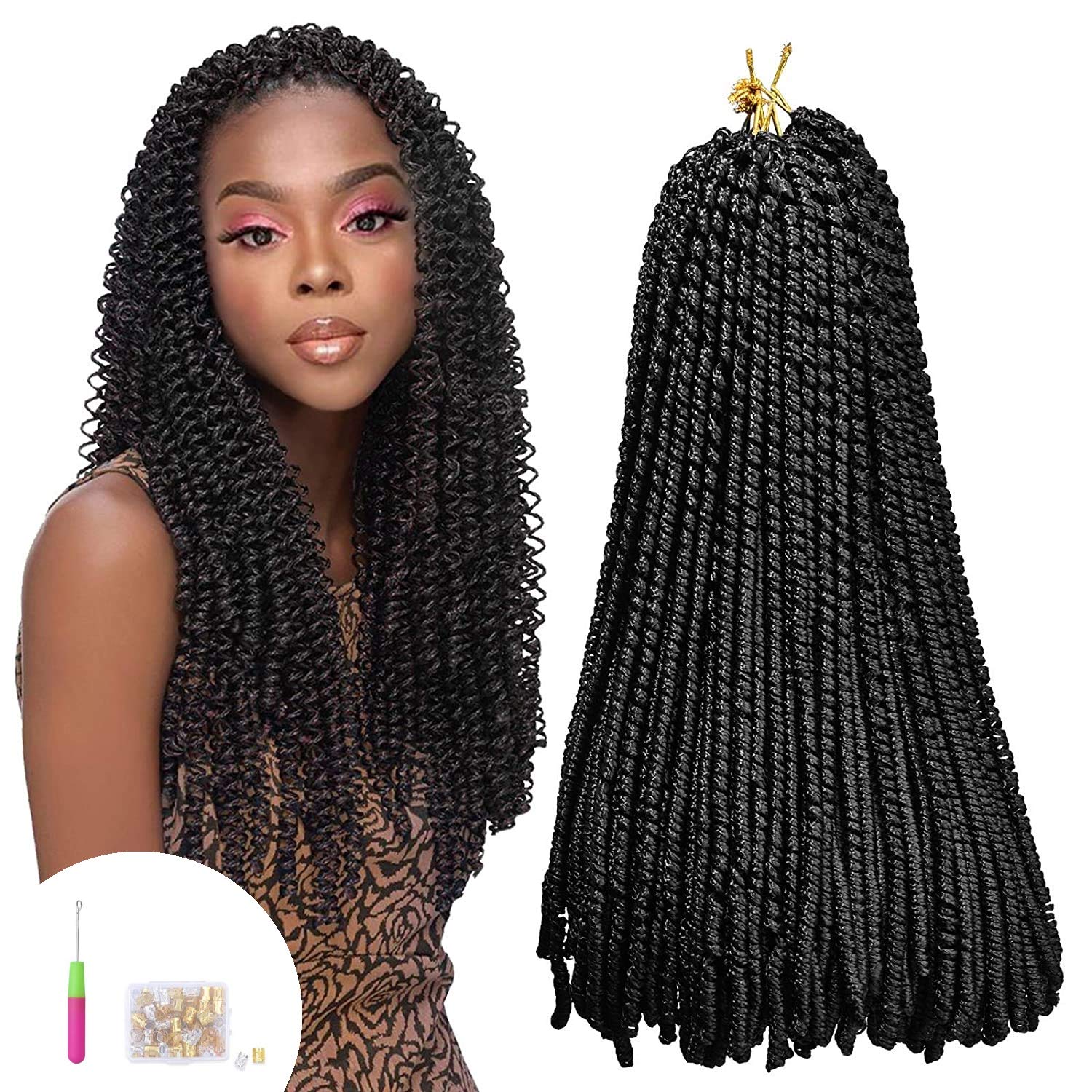 YMHPRIDE 6 Packungen Micro Braided Crochet Hair Box Zöpfe Spring Curl