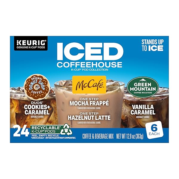 THE ORIGINAL DONUT SHOP® K-CUP ICED DUOS COOKIES AND CARAMEL COFFEE – COMPATIBLE WITH KEURIG BREWER – MEDIUM – 24 / BOX