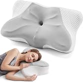 KMFurnila Cervical Neck Pillow, Memory Foam Contour Pillow, Queen | Orthopedic Ergonomic Bed Pillows, Dual Height, Neck Support for Side, Back &amp; Stomach Sleepers, Pain Relief, Grey