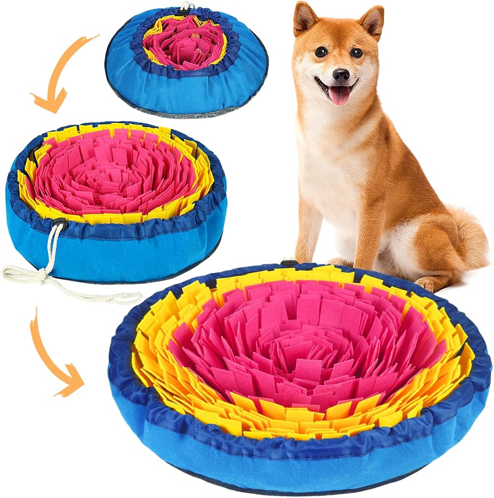 Vivifying Snuffle Mat for Dogs Durable Interactive Toy 17in Pink Yellow