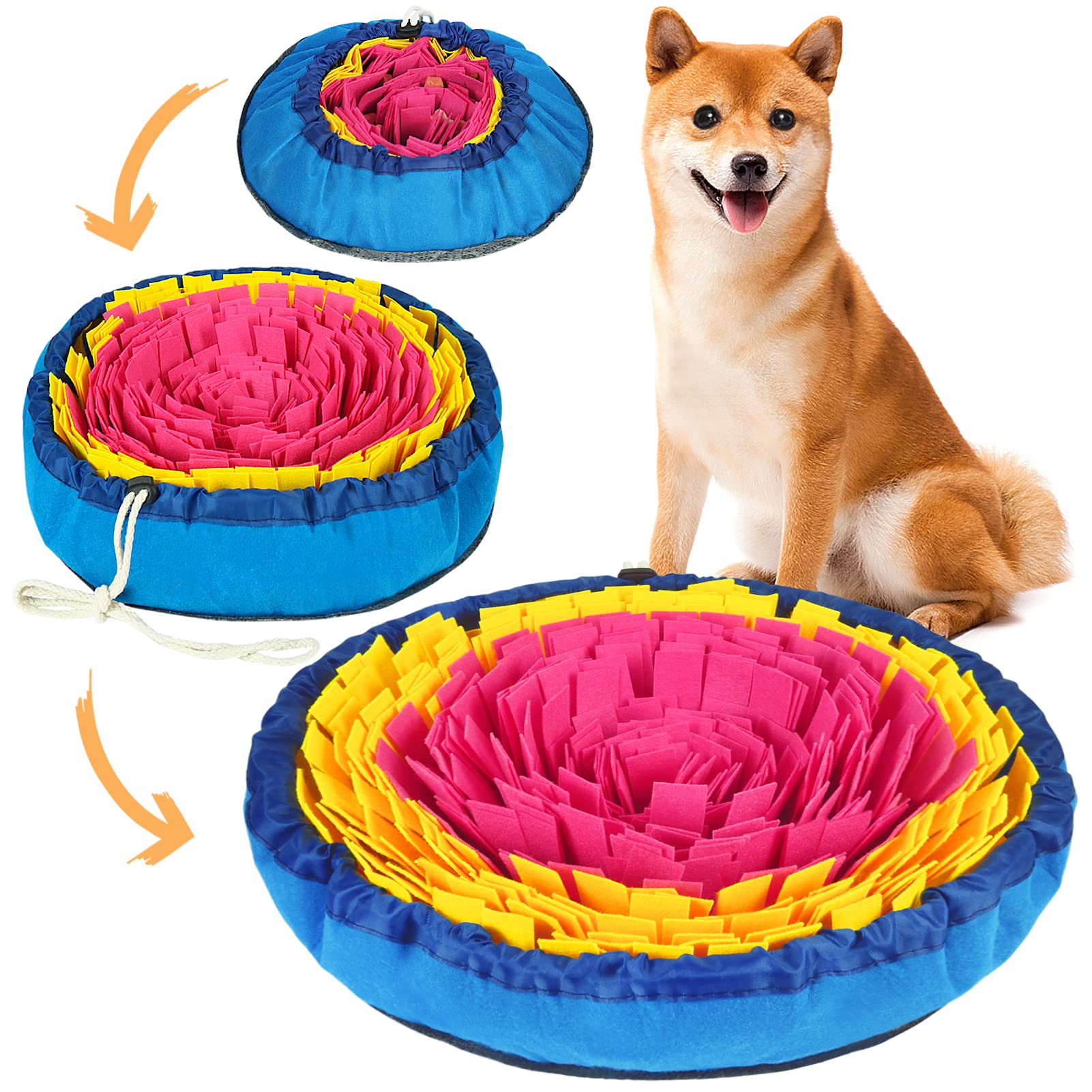 Vivifying Snuffle Mat for Dogs,Durable Snuffle Mat, Washable Interactive Dog Game Toy for Boredom and Mental Stimulation(Pink Yellow)
