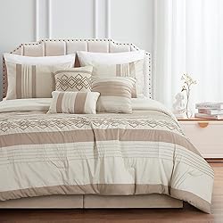 Chezmoi Collection Ariel 7-Piece Taupe Geometric