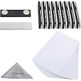 DIY Name Badges, Wisdompro 10 Set White Printable Blank PVC Badges (3.38 x 2.13 Inch) with Magnetic Name Tag for Jacket, Lapel,or Shirt - No Holes in Your Fine Jackets or Shirts