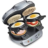 Hamilton Beach Dual Breakfast Sandwich Maker with Timer, Silver (25490A)