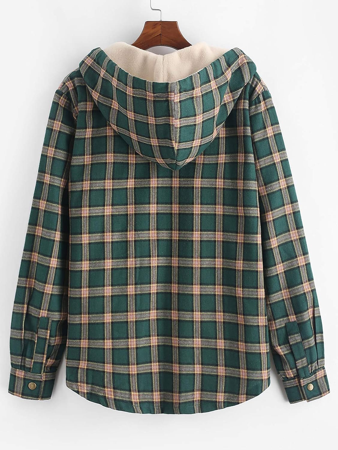 ZAFUL Men's Plaid Flannel Lined Hooded Jacket Long Sleeve Unisex Fuzzy Shirt Coat Tops at  Men’s Clothing store