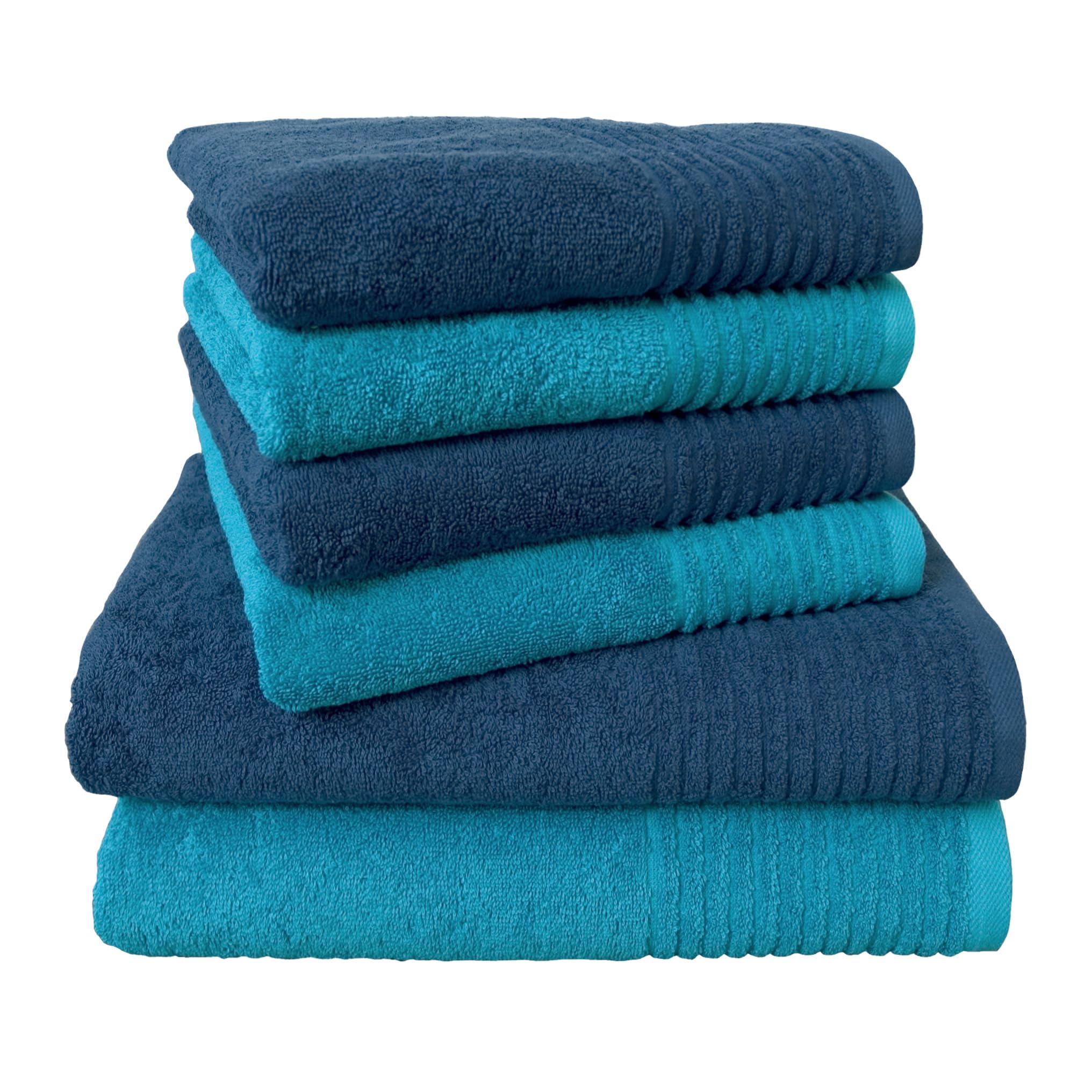 Dyckhoff Towel Set, 100%-cotton, Blue/Turquoise, 4 X Handtuch + 2 X Duschtuch