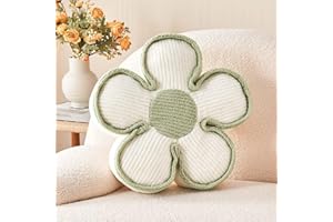 Kcvvcr Flower Pillow, Soft Flower Shaped Floor Cushion, Flower Decorative Throw Pillow, Cute Flower Seating Cushion, Flower Room Décor Plush Pillows for Sofa Couch Bed (13.7 Inch, White)