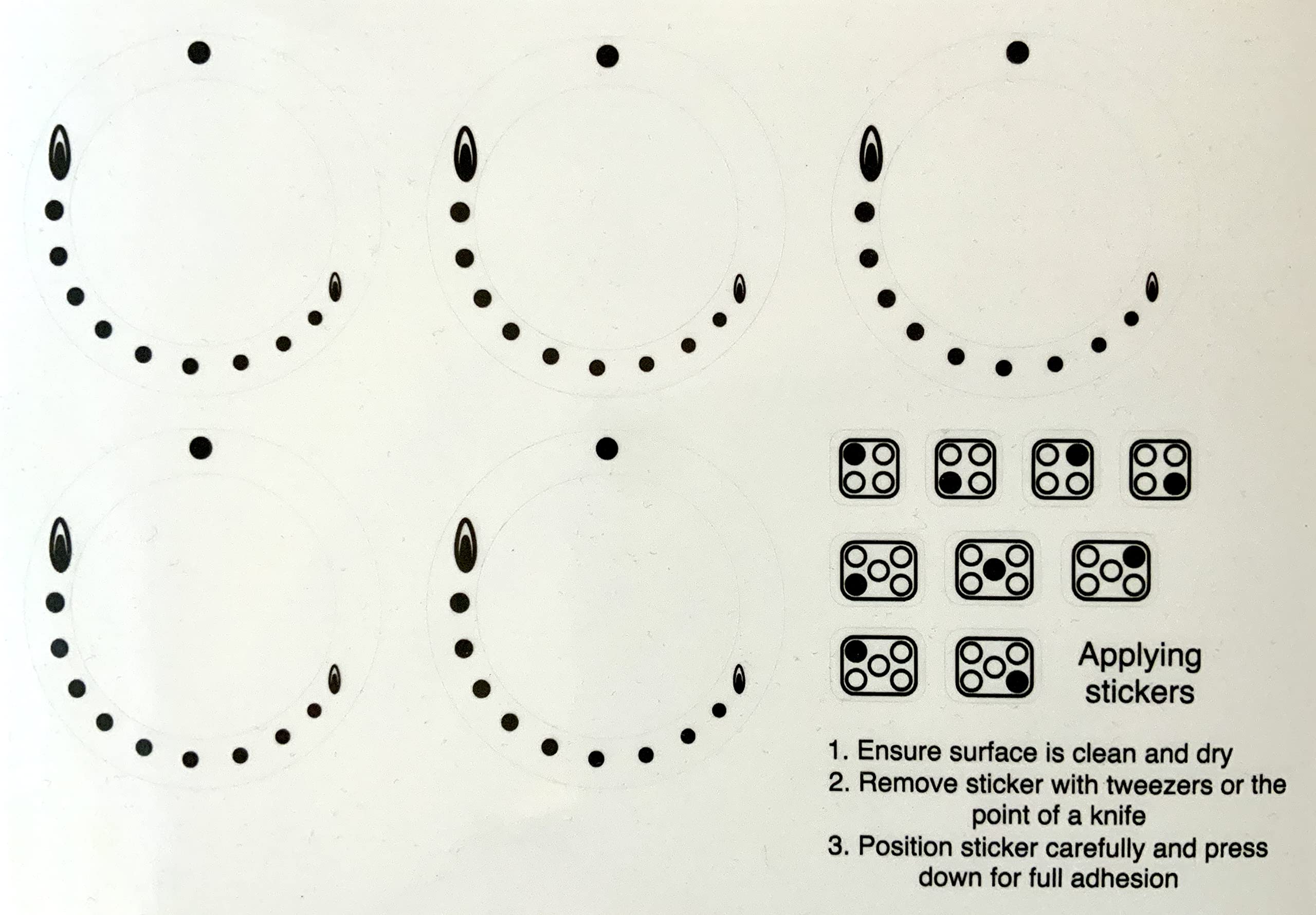 Replacement Hob Stickers Black on Transparent PVC