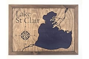 Lake Maps of Ontario: 3D Custom Made Laser Cut and Engraved Wall Art (Lake St Clair)