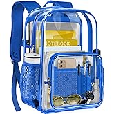 GEAMSAM Clear Backpack Heavy Duty Large Transparent Backpack with Reinforced Bottom Multi-pockets for College, Travel, Workplace Security - Blue