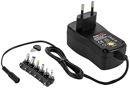 Poppstar Universal Schaltnetzteil (3V 4,5V V5 6V 7,5V 9V 12V - 2A (2000mA) Netzteil mit 6 Wechselsteckern (3.5x1.35, 5.5x2.1,
